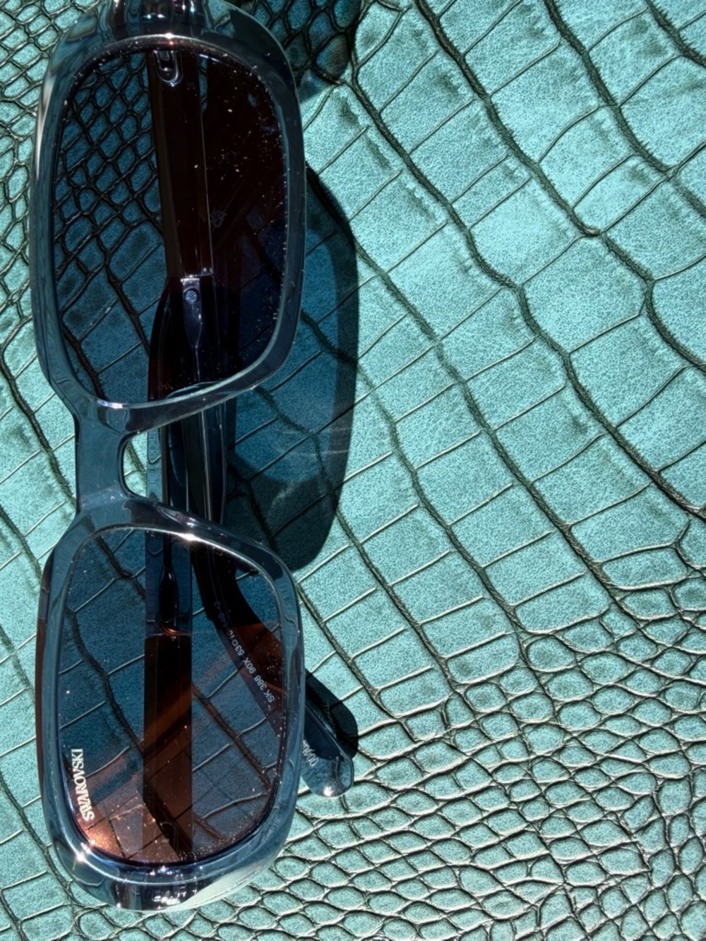 Stunning Swarovski Smoke-Blue Rectangular Sunglasses with baguette crystals 💎💎💎 - Picture 14 of 16
